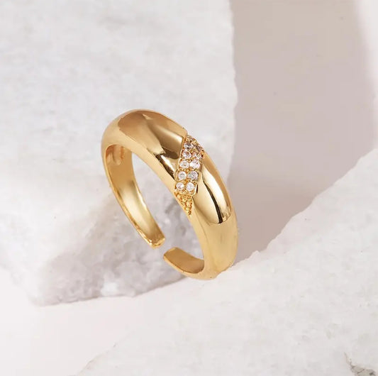 Golden Ring With Sparkling Cubic Zirconia