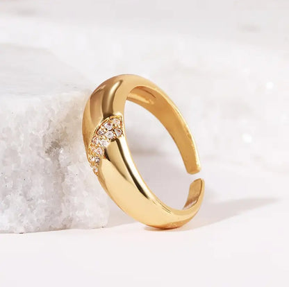 Golden Ring With Sparkling Cubic Zirconia