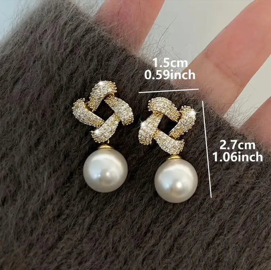 Elegant Golden-Tone Pearl Earrings –ESSENTIAS