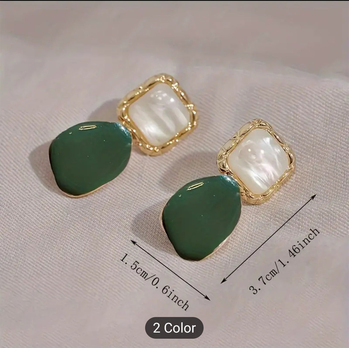 Green and White French-Inspired Earrings