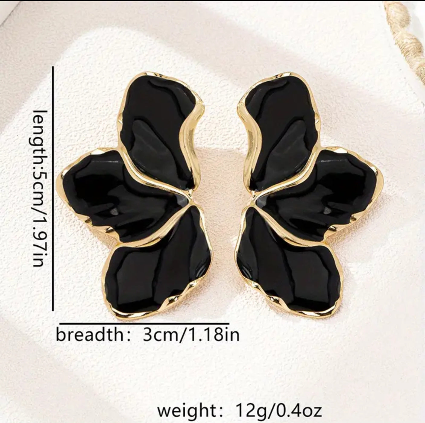 Black Enamel Flower Petal Drop Earrings –  | ESSENTIAS