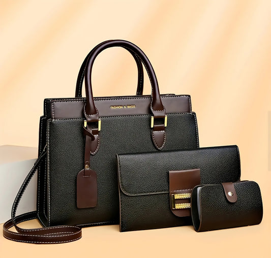 Elegant 3-Piece Bag Set – Handbag, Clutch & Wallet