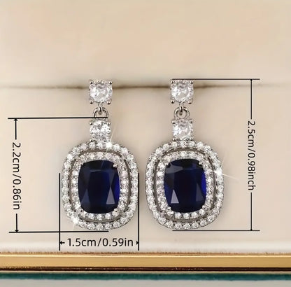 Luxury Blue & Silver Zirconia Earrings