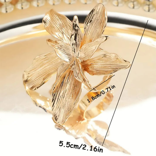 Premium Golden Tone Flower Ring