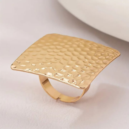 Trendy Square Shape  Golden Ring