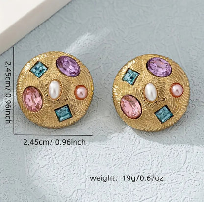 Premium Golden Colorful Gemstone Earrings