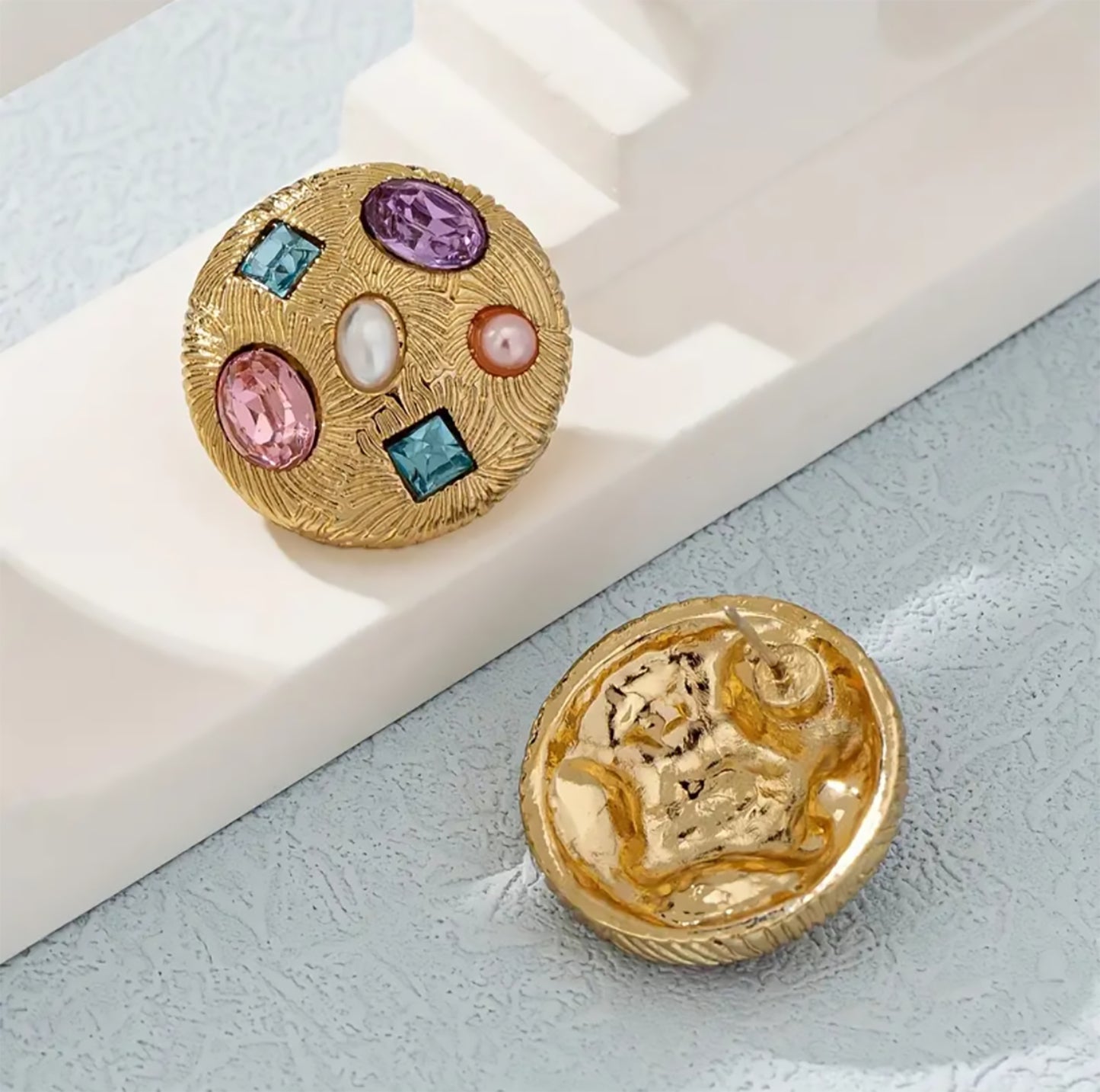 Premium Golden Colorful Gemstone Earrings