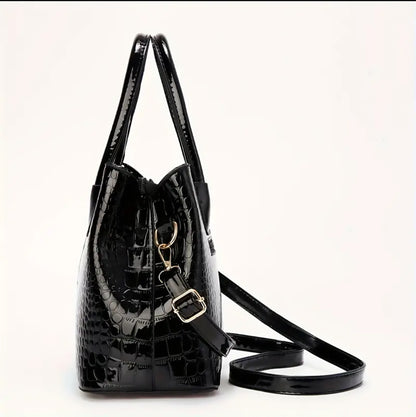 Black Crocodile Pattern Bag – ESSENTIAS