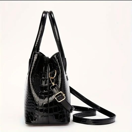 Black Crocodile Pattern Bag – ESSENTIAS
