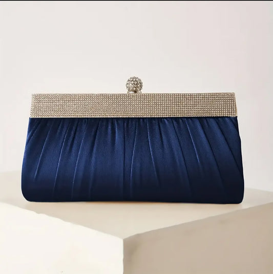Blue Clutch With Sparkling  Rhinestone  _ ESSENTIAS