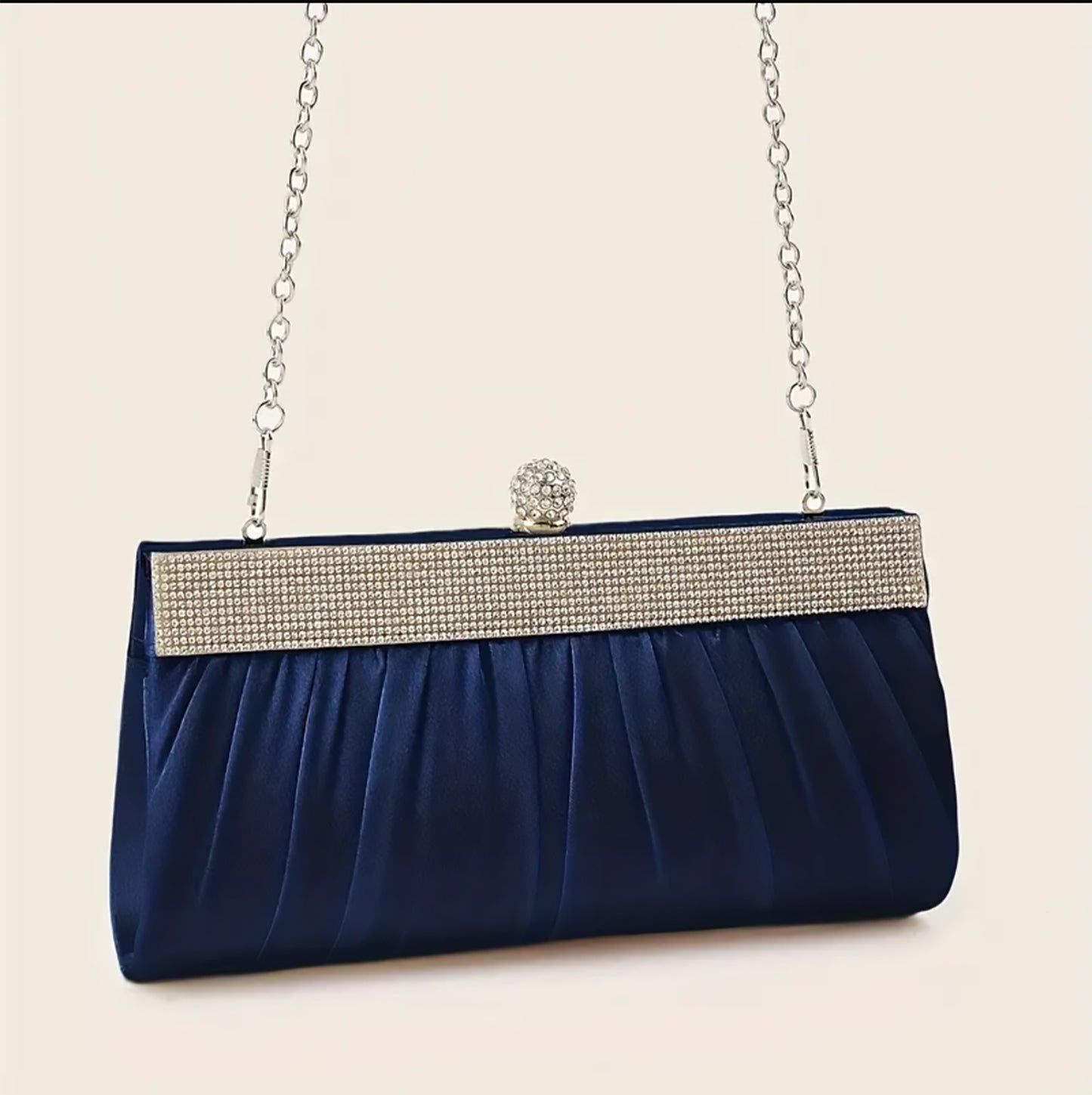 Blue Clutch With Sparkling  Rhinestone  _ ESSENTIAS