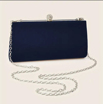 Blue Clutch With Sparkling  Rhinestone  _ ESSENTIAS