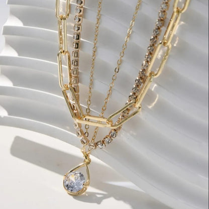 Stylish 3 Layers  Crystal Pendant Set