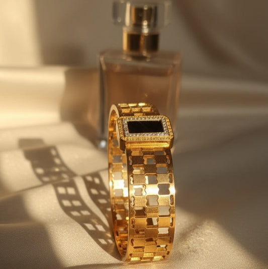 Golden Stainless Steel Zircon Studded Bracelet