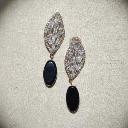 Crystal Leaf Design Earrings
