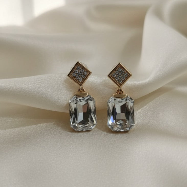 Golden Crystel  Drop Earrings