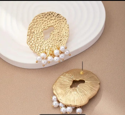 Premium Golden Hanging Pearls Earrings