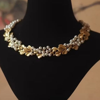 Elegant Golden Pearl Necklace