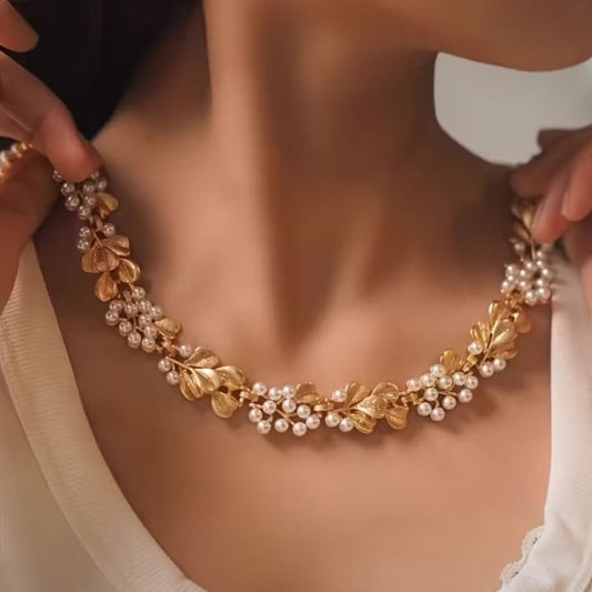 Elegant Golden Pearl Necklace