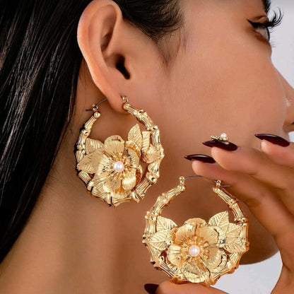 Super Big Bamboo Node Hoop Earrings