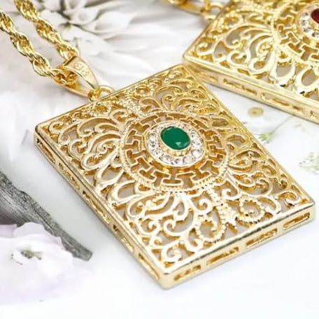 18K Gold Plated Crystal Studded Pendant