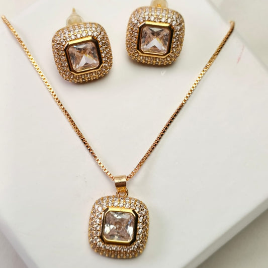 Premium Zircon Stuuded Pendant Set