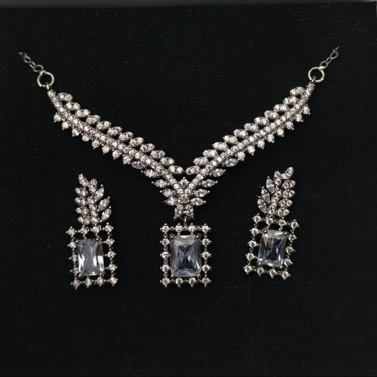 Silver Crystal Necklace  Set