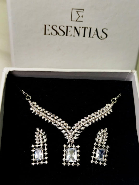Silver Crystal Necklace  Set