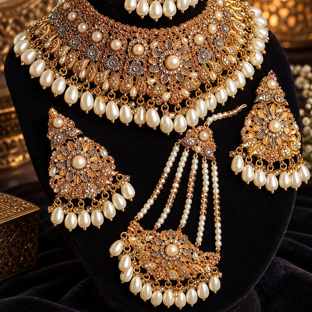 Elegant Pearl Bridal Necklace Set