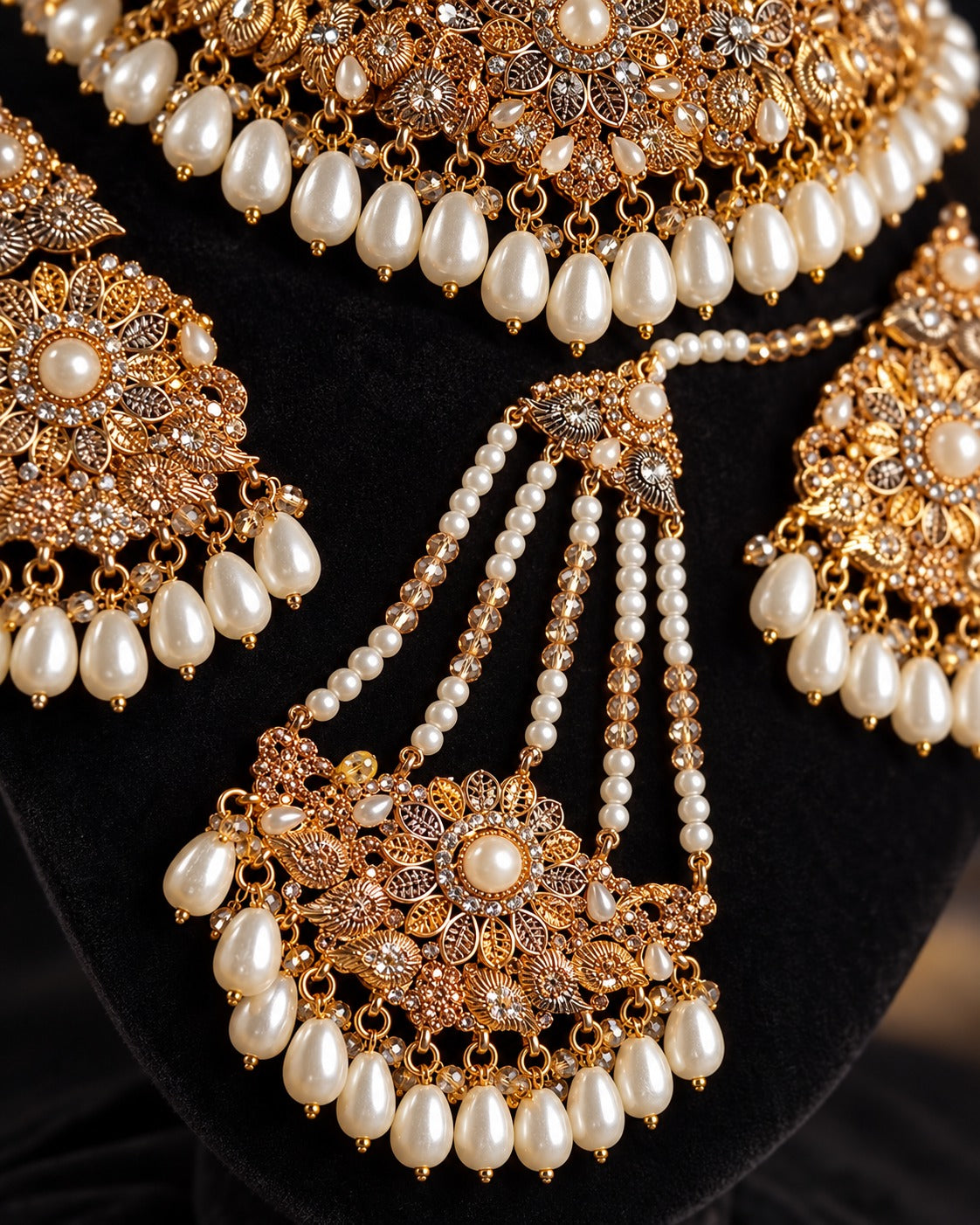 Elegant Pearl Bridal Necklace Set