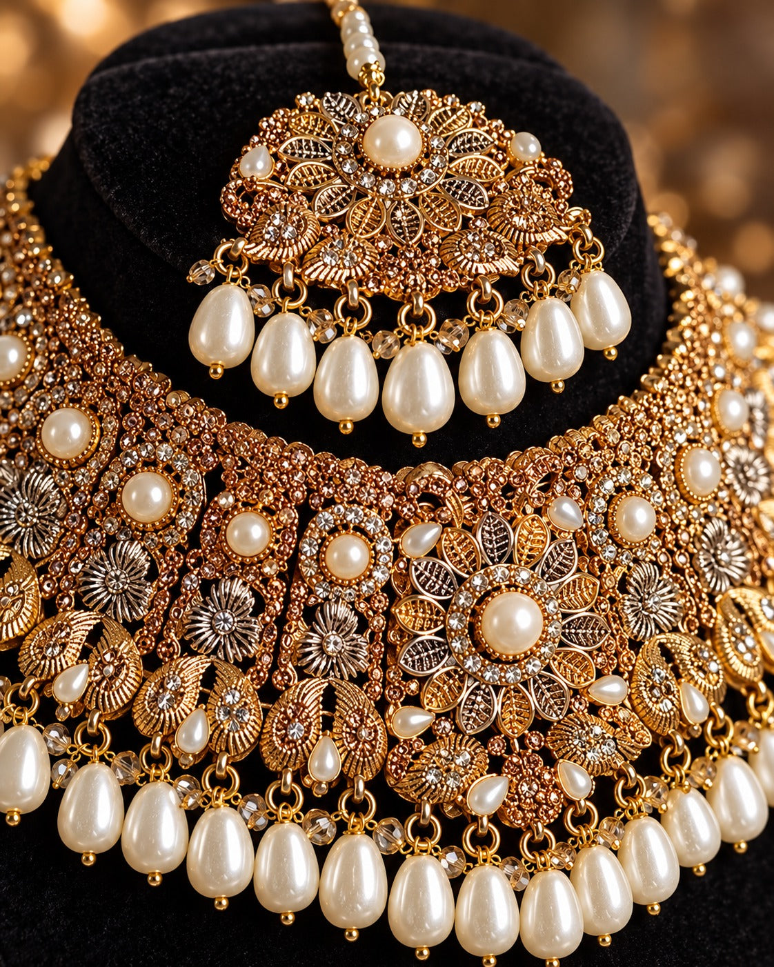 Elegant Pearl Bridal Necklace Set