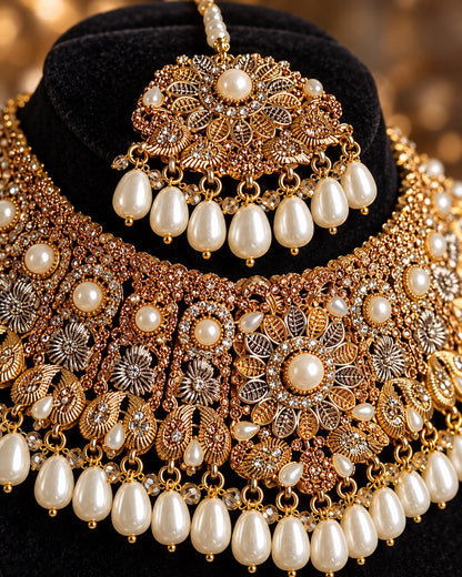 Elegant Pearl Bridal Necklace Set