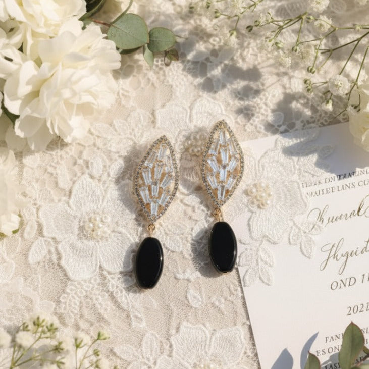 Crystal Leaf Design Earrings