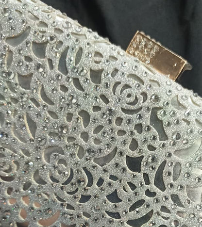 Luxury Silver Stone Clutch