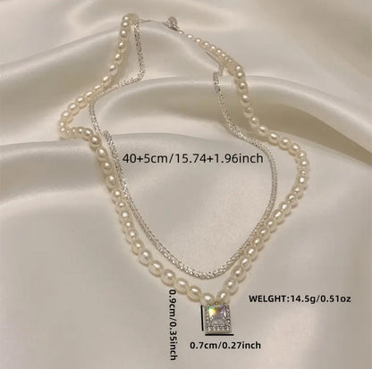 Elegant Silver Stone Pendant With Pearls