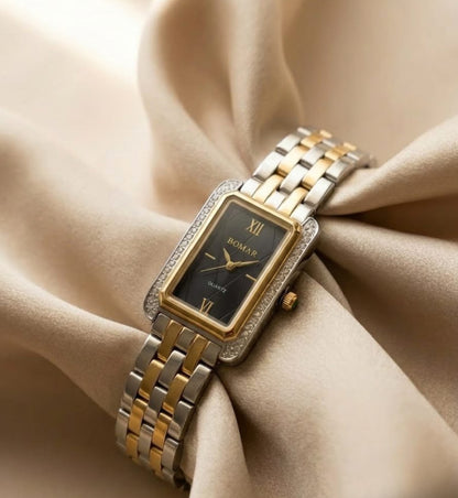 Elegant Green Dial Crystal Studded Watch for Women