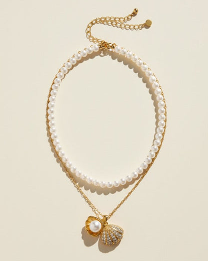 Elegant Double Layered Golden Pearl Pendant